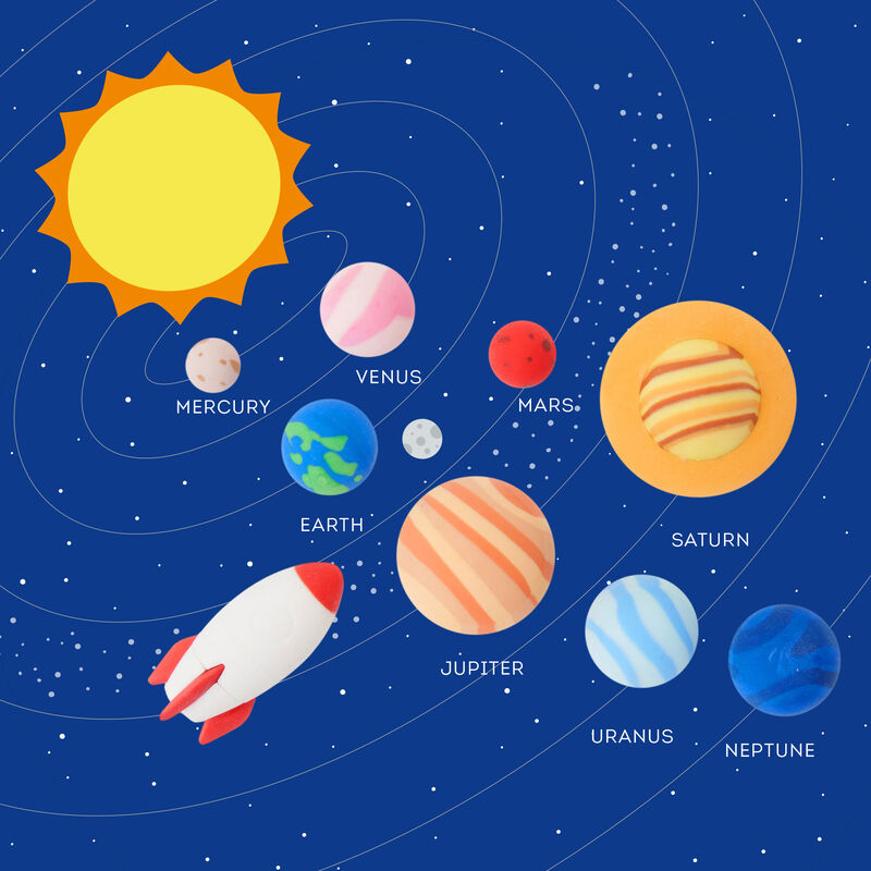Solar System - Set of 9 Erasers, , zoo