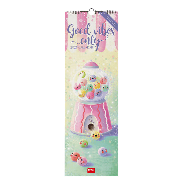 Calendario da Parete 2027 - 16 x 49 cm - Good Vibes Only