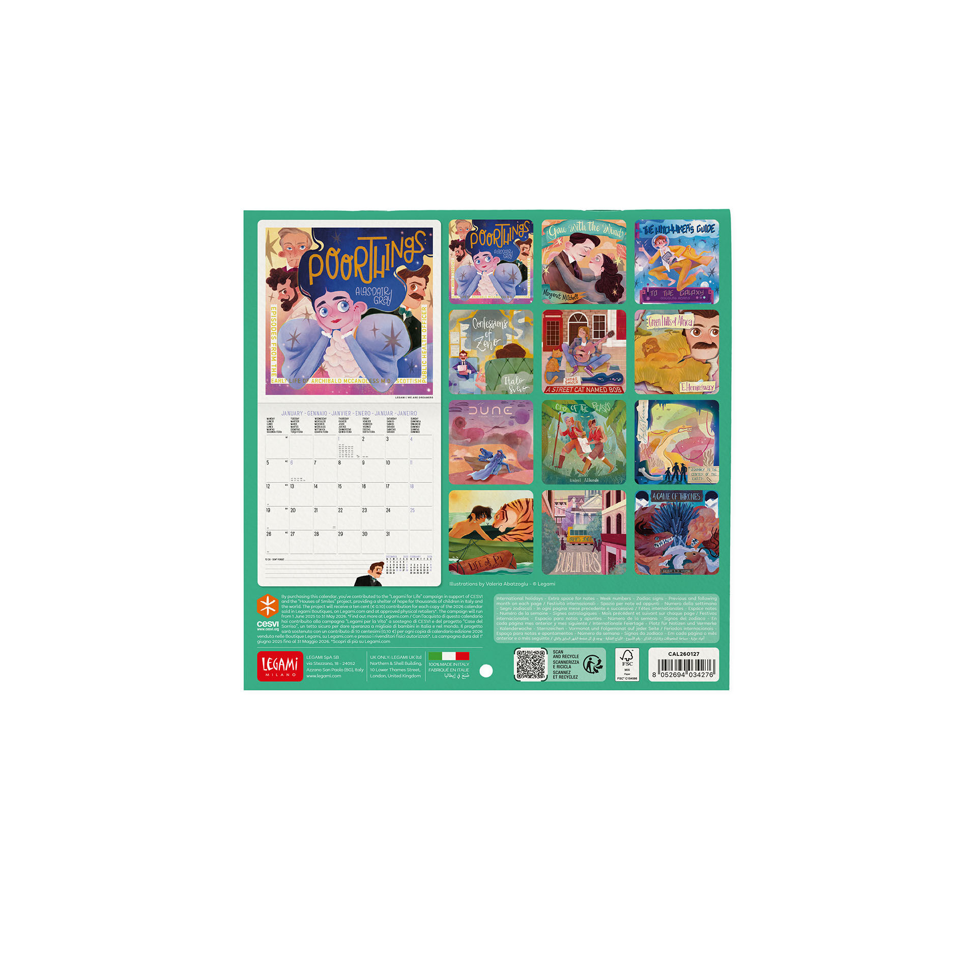 2026 Wall Calendar - 18 x 18 cm