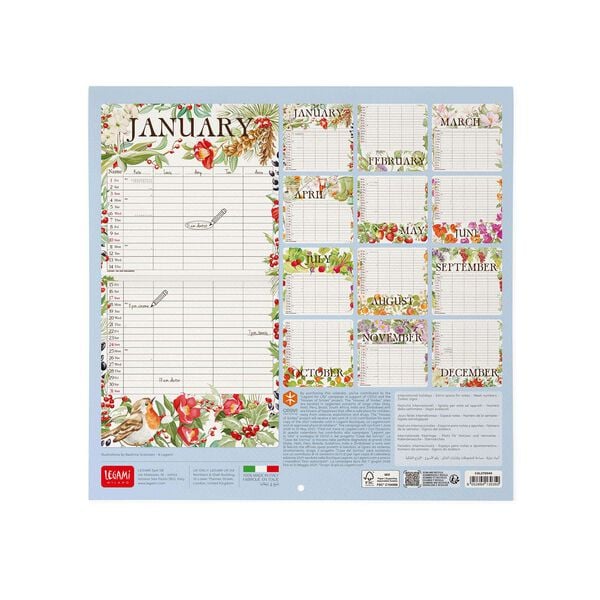 Calendario da Parete 2027 - 30 x 29 cm - My Secret Garden