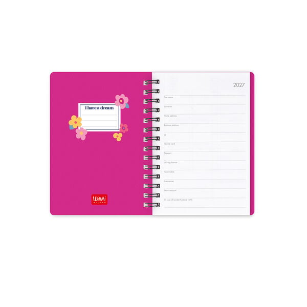 Agenda 12 Mesi Settimanale Small Spiralata 2027 - Flowers