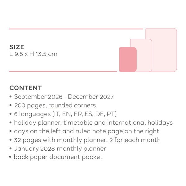 16-Month Weekly Photo Diary for 2026/2027 - Teddy Bear Pink - Small with Notebook