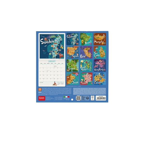 Calendario da Parete 2027 - 18 x 18 cm - Let's Travel the World