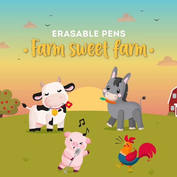 Set di 4 Penne Cancellabili - Erasable Pen - Farm Sweet Farm Set di 4 Penne Cancellabili - Erasable Pen - Farm Sweet Farm