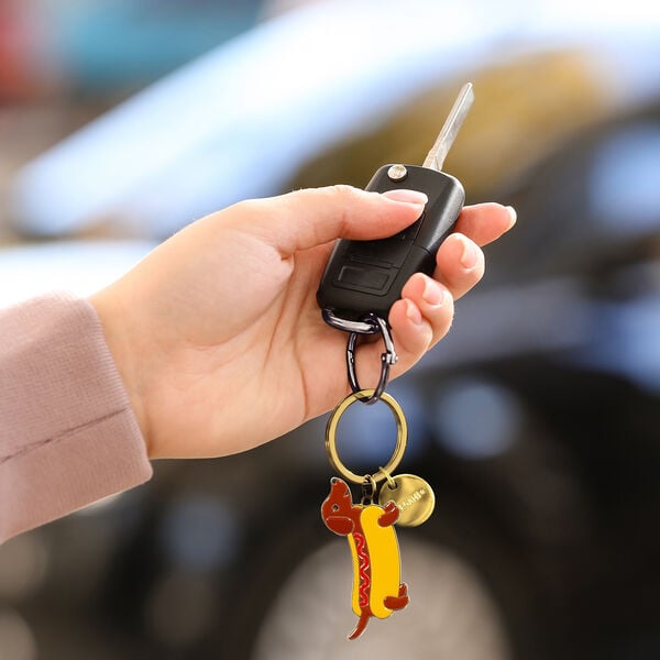 Enamel Key Chain - Dachsund - What a Key Ring!