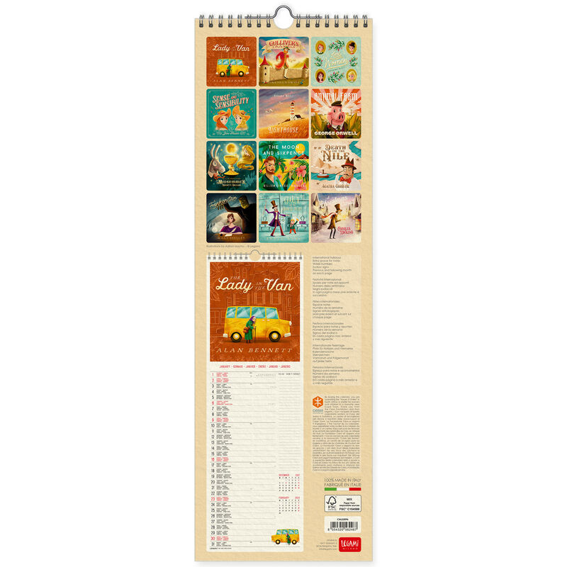 Legami Book Lover Calendario da Parete 2022 18x18cm 