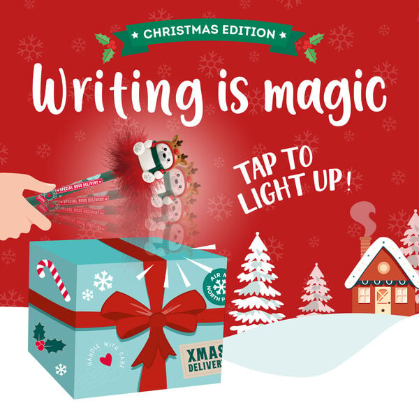 Penna Gel di Natale con Polar Bear Reindeer Luminoso - Writing is Magic