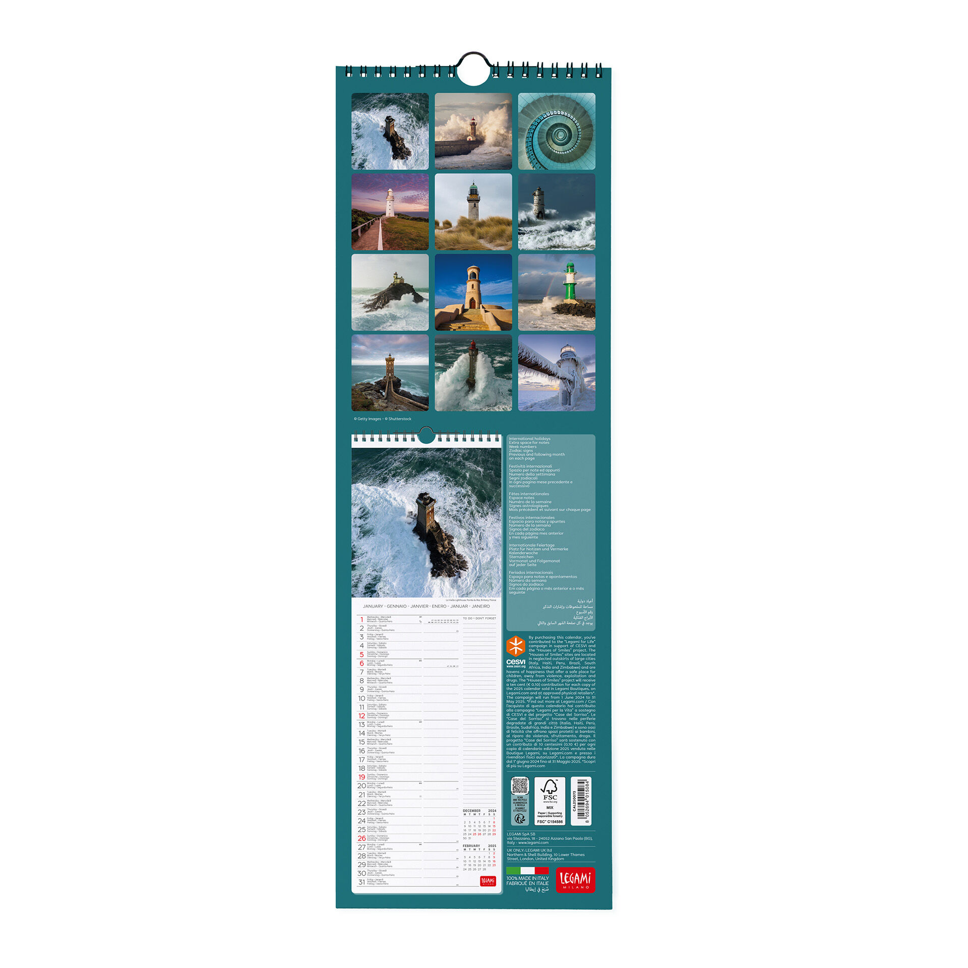 Calendrier Mural 2026 New York Legami - Grand Format 30x29 Cm - 12 Mois + Planificateur Annuel - 6 Langues, Signes Du Zodiaque, Jours Fériés - 3