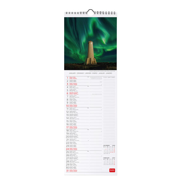 Calendario da Parete 2027 - 16 x 49 cm - Lighthouses of the World