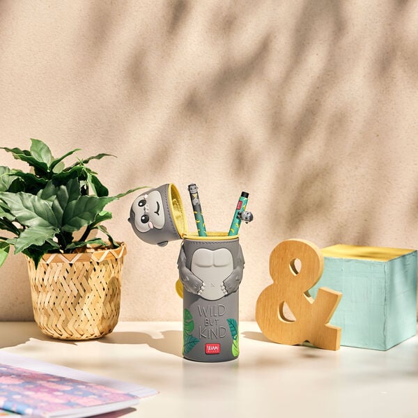 Gorilla "Wild but Kind" 2-in-1 Silicone Pencil Case - Kawaii