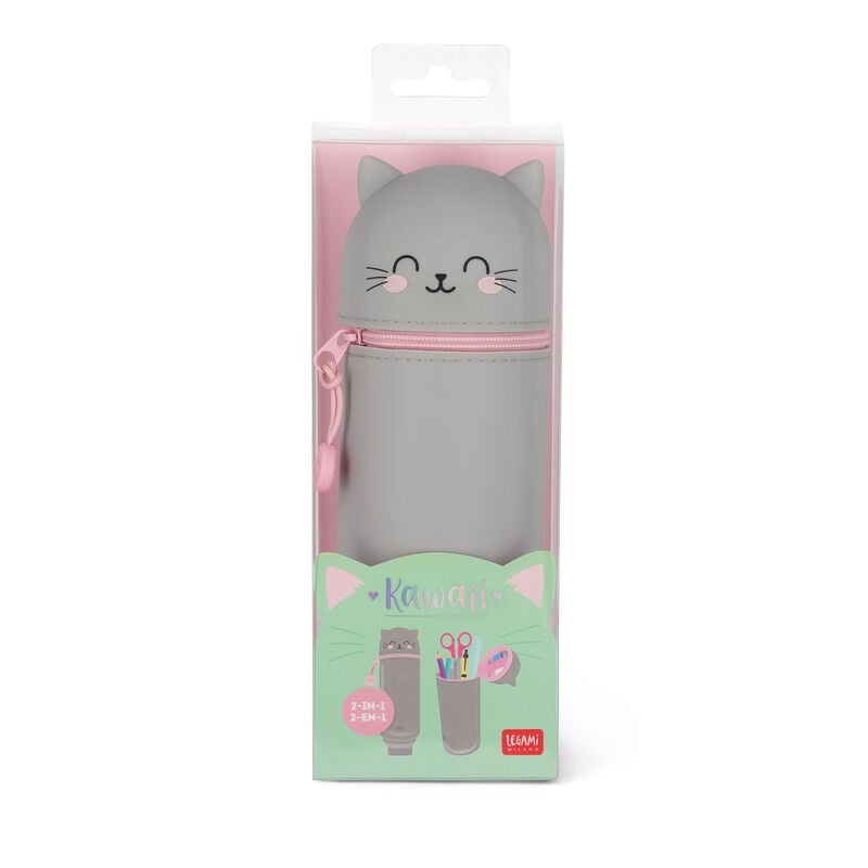 2 in 1 Soft Silicone Pencil Case - Kawaii KITTY 