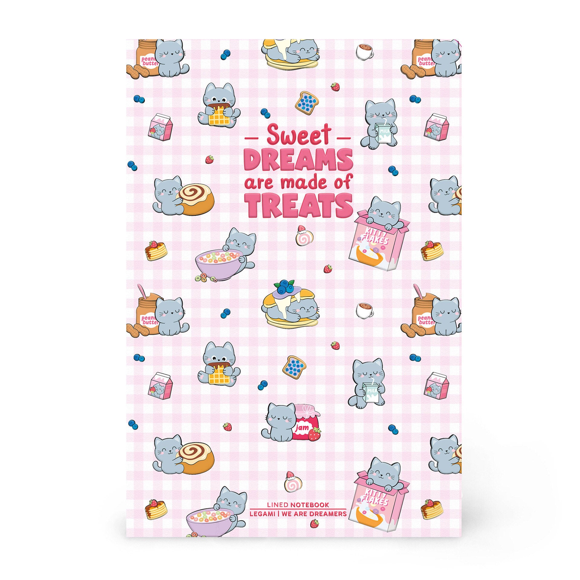 A5 Lined Notebook with Illustrated Hard Cover - Kitty