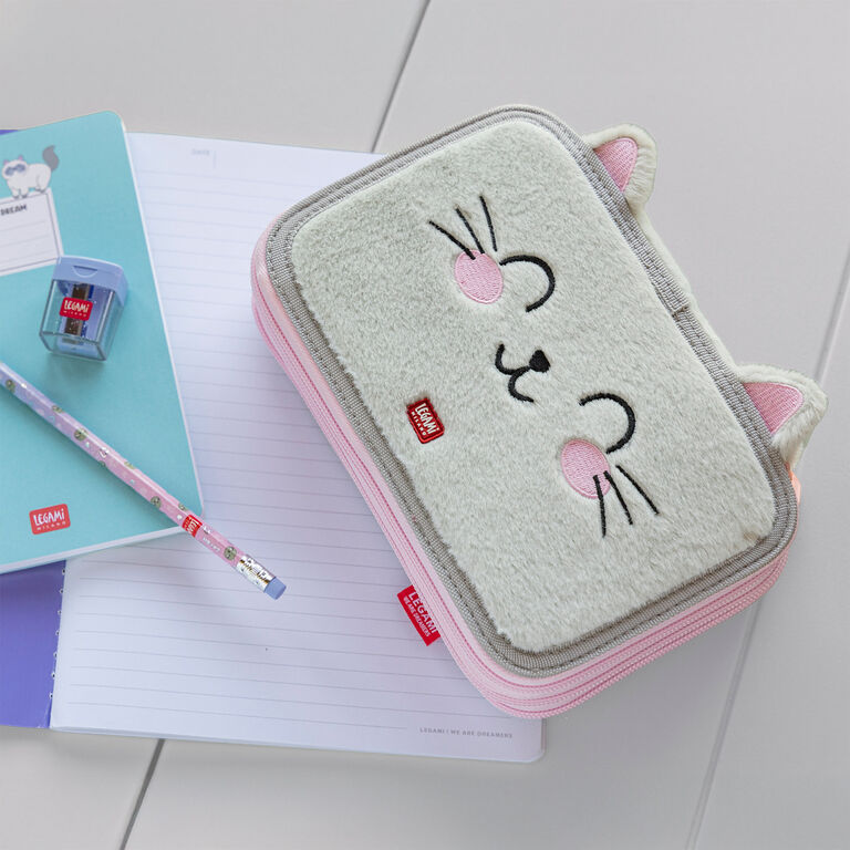 Astuccio 3 Scomparti - Kitty + 2 Penne Cancellabili