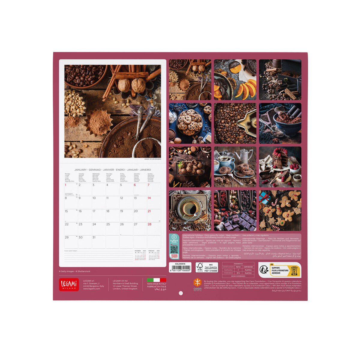 Calendario 2024, da parete, 30 x 29 cm LIGHTHOUSES OF THE WORLD - Legami -  Cartoleria e scuola