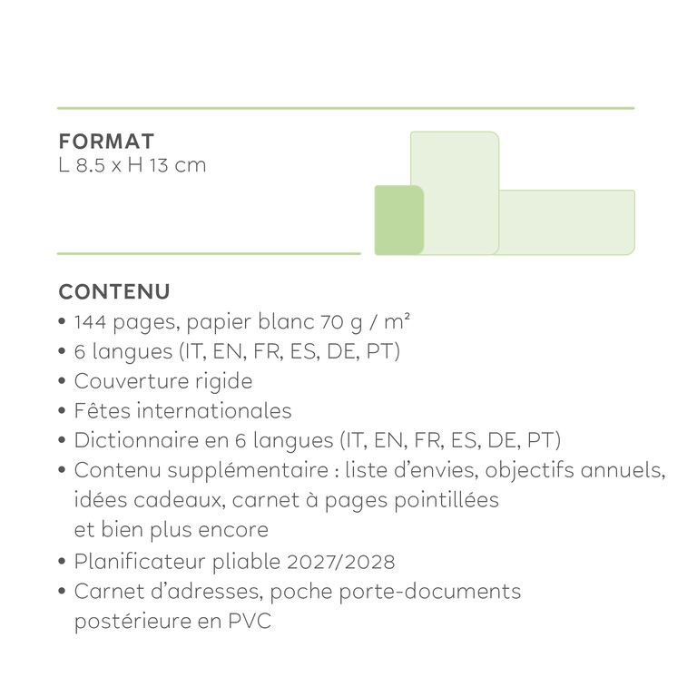 Agenda 12 Mois Semainier Small À Spirale 2027 - Croissant Agenda 12 Mois Semainier Small À Spirale 2027 - Croissant