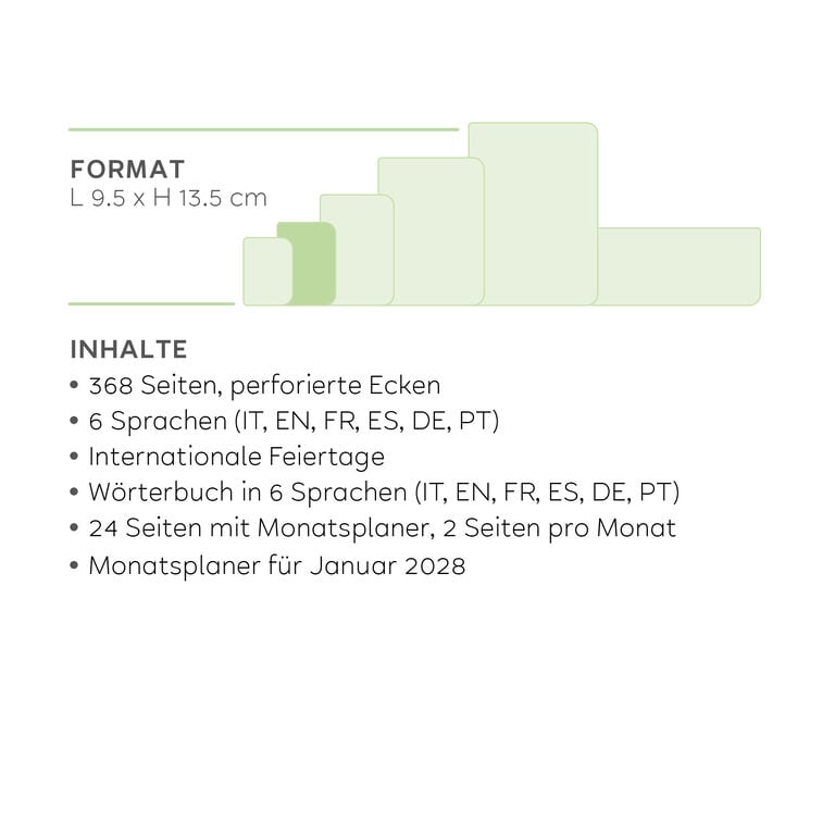 Terminplaner für 12 Monate 1 Tag pro Seite Small 2027 - Black Suit