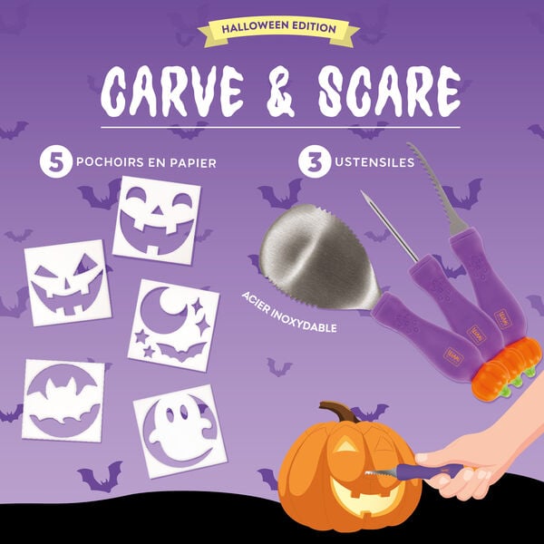 Kit de Sculpture pour Citrouille d'Halloween - Carve & Scare Kit de Sculpture pour Citrouille d'Halloween - Carve & Scare