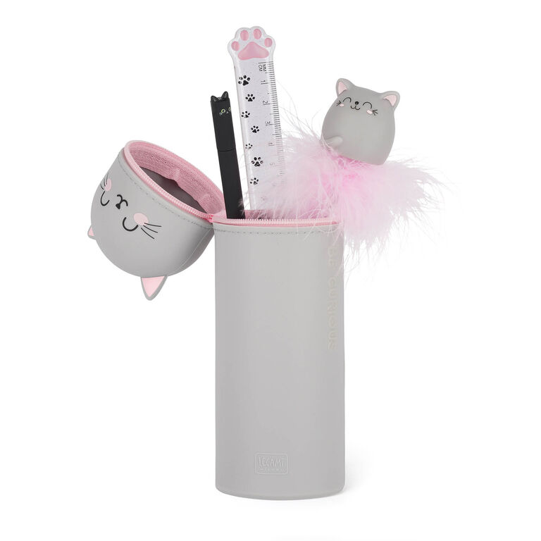 Kitty "Be Curious" 2-in-1 Silicone Pencil Case