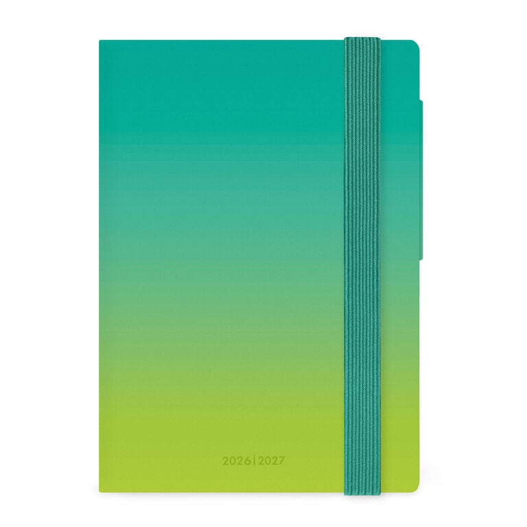 16-Month Small Weekly Diary for 2026/2027 - Shades of Green - With Notebook