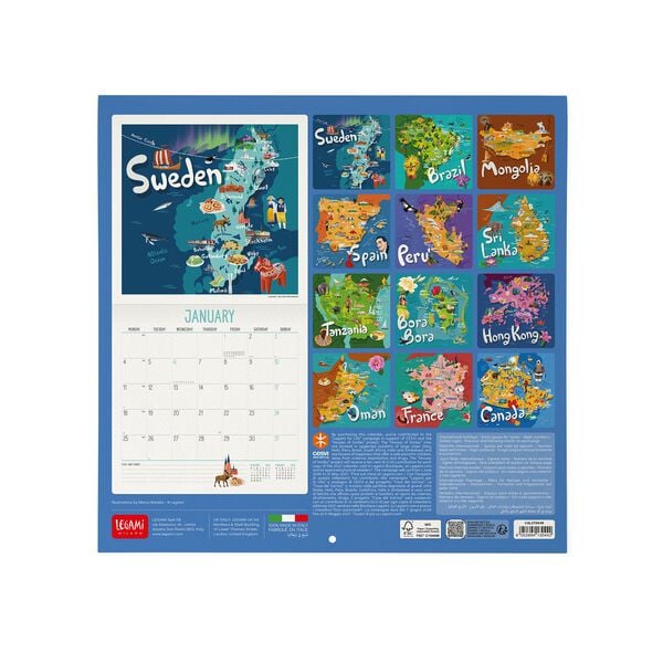 Calendario da Parete 2027 - 30 x 29 cm - Let's Travel the World