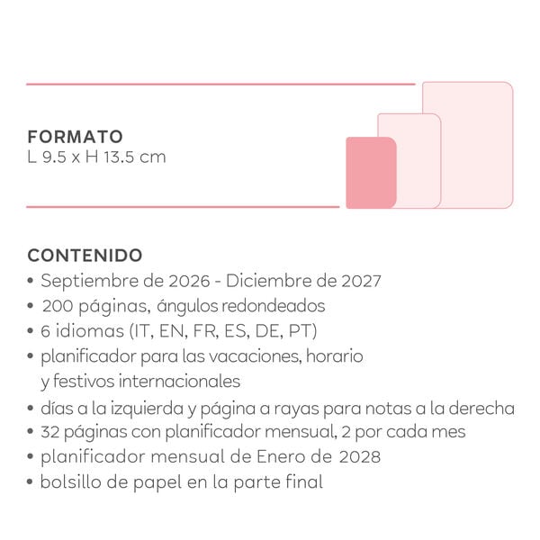 Agenda Semanal Fotográfica 2026/2027 16 Meses - Teddy Bear Pink - Small Con Libreta