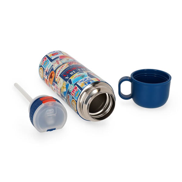 Vacuum Bottle with Cup - Hot & Cold - Travel Stickers Vacuum Bottle with Cup - Hot & Cold - Travel Stickers