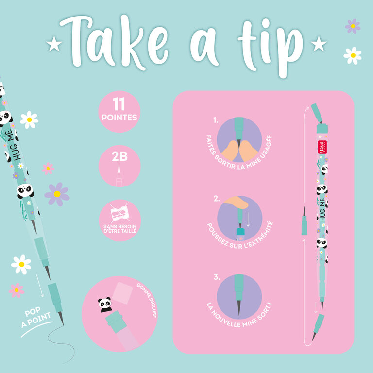 Crayons Empilables avec Gomme Panda - Take a Tip