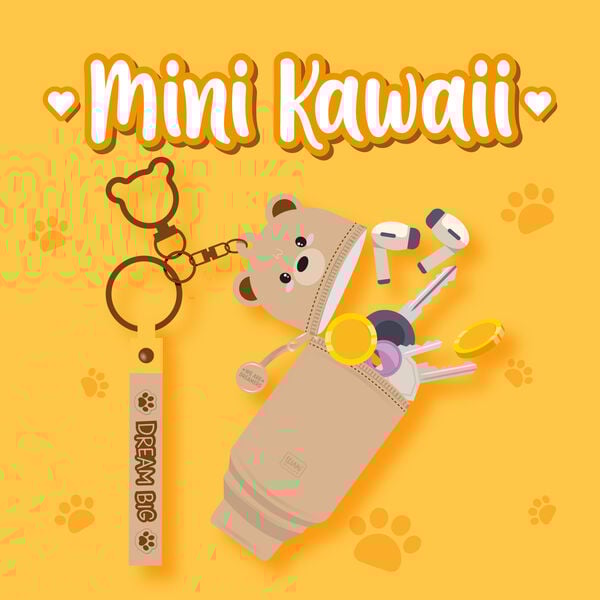 Münztasche mit Schlüsselanhänger Teddy Bear - Mini Kawaii