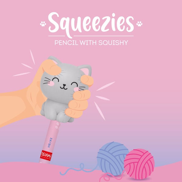 Pencil with Squishy Kitty "Be Curious" - Squeezies Pencil with Squishy Kitty "Be Curious" - Squeezies