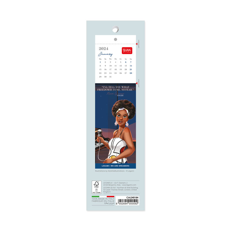 Calendario Segnalibro 2024 - 5.5 x 18 Cm WORLD INSPIRING WOMEN
