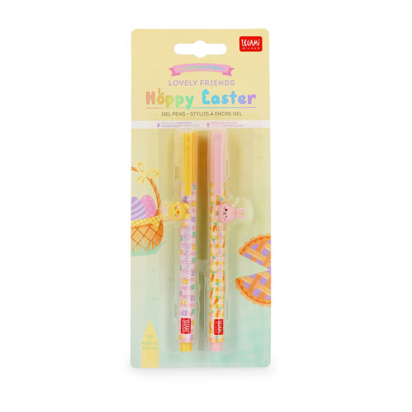 Set di 2 Penne Gel con Animaletto Decorativo - Lovely Friends - Hoppy Easter