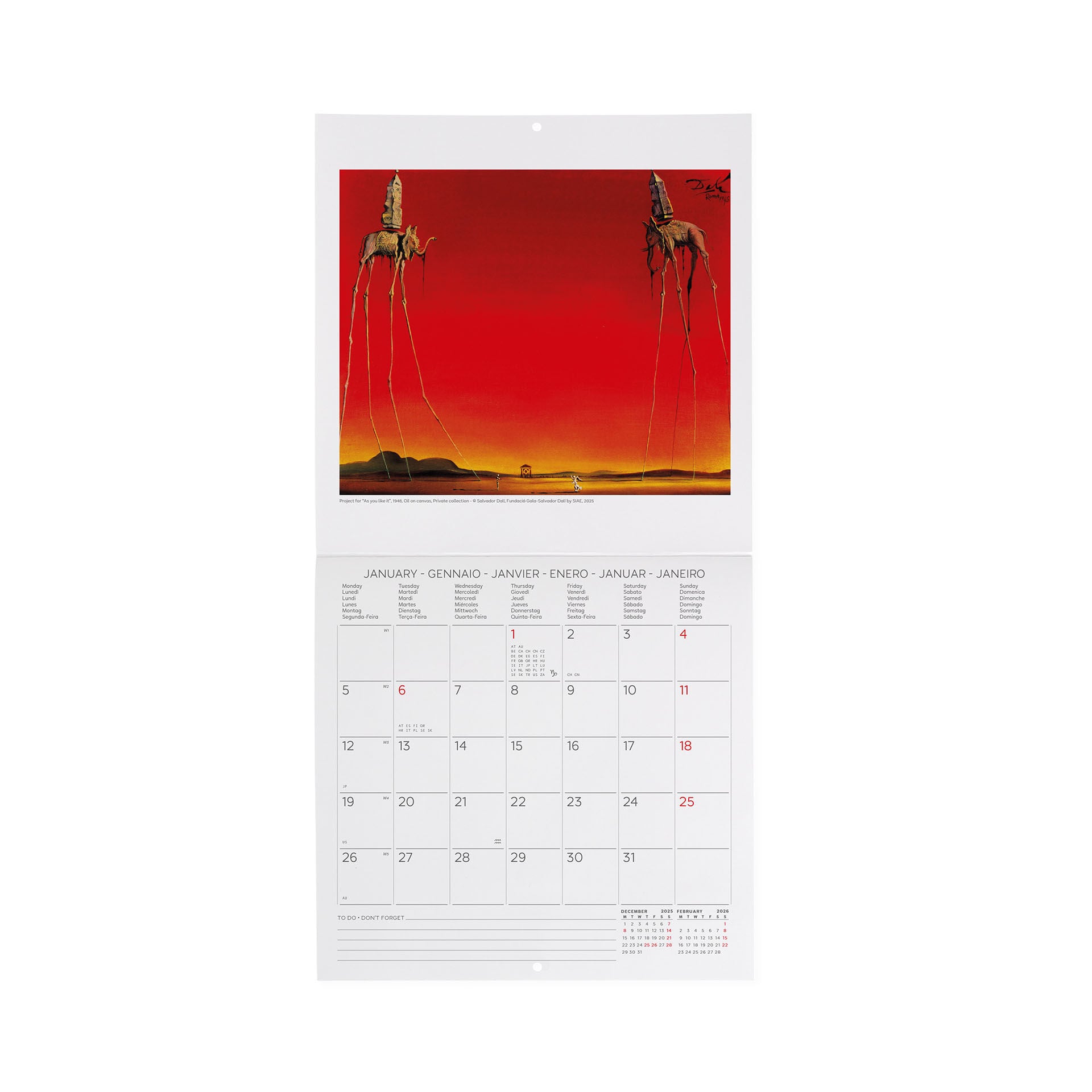 2026 Wall Calendar - 18 x 18 cm