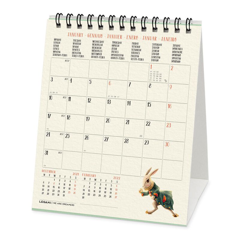 calendario da tavolo LOVOICE Calendario da tavolo con chiusura a libro 2021 – dicembre 2022 con forte rilegatura a doppio filo 