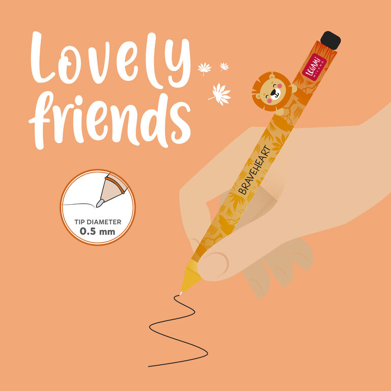 Gel Pen with "The King" Lion Animal Decoration - Lovely Friends