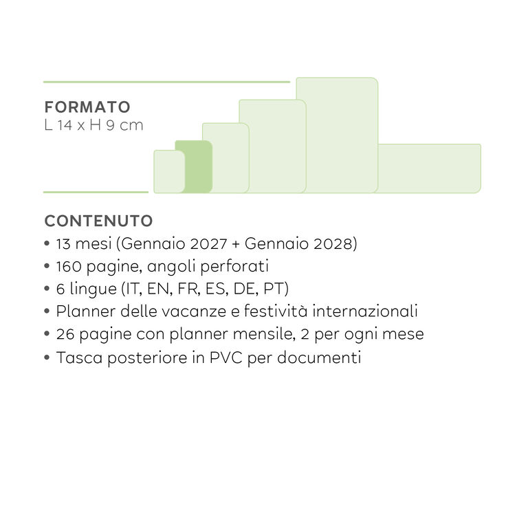 Agenda 13 Mesi Settimanale ad Album Small 2027 - Shades of Green