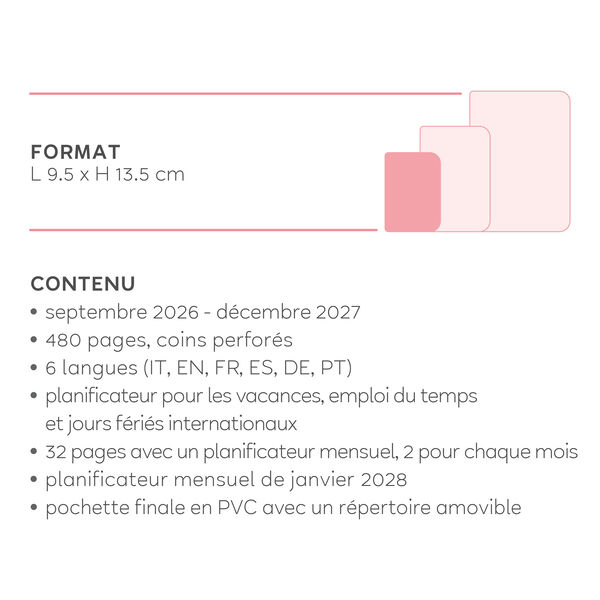 Agenda 2026/2027 Journalier Photographique 16 Mois - Teddy Bear Pink - Small