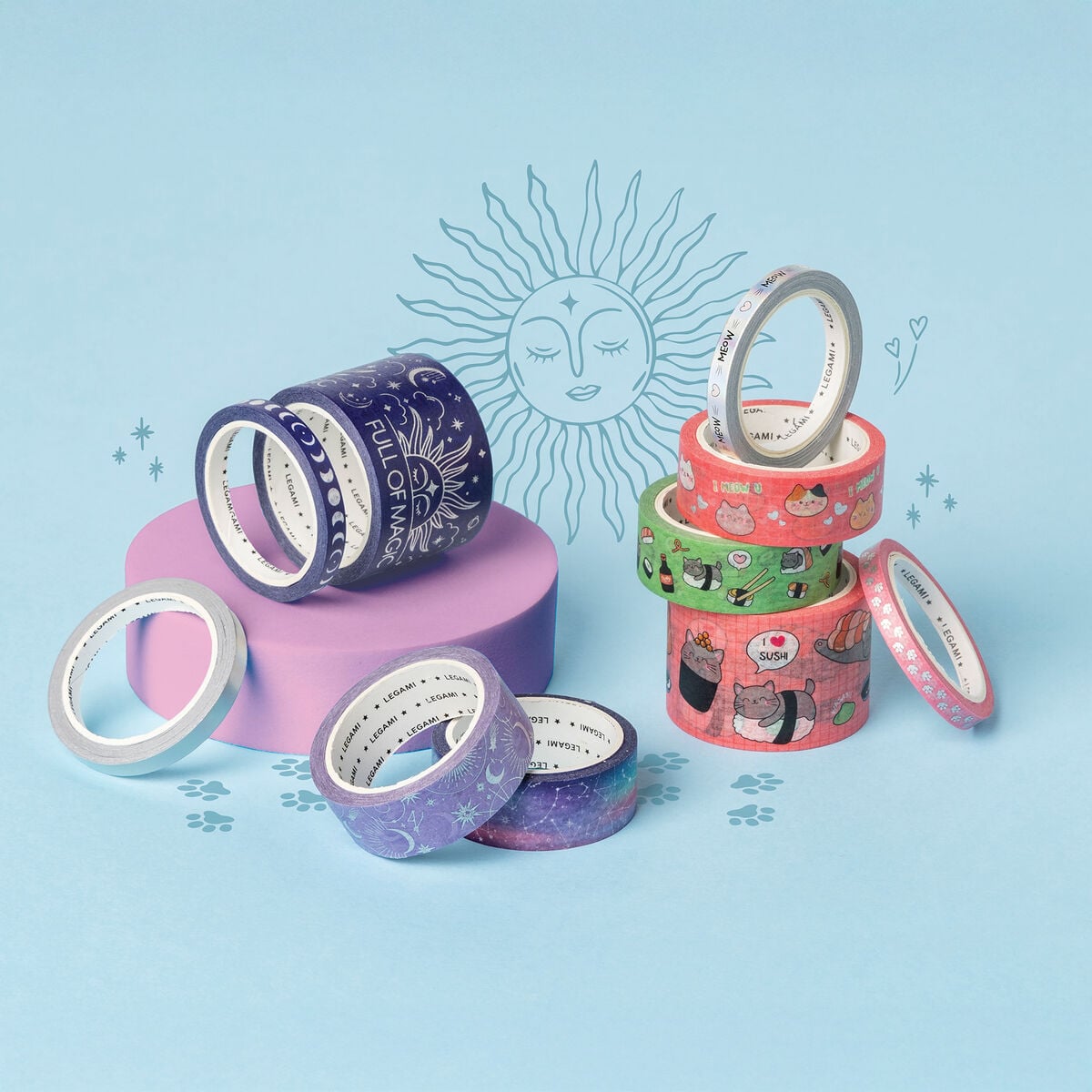 Lot De 5 Rubans Adhésifs En Papier Washi - Motifs Kitty, 3 Tailles, 5 Mètres Chacun Pour Décoration Et Personnalisation