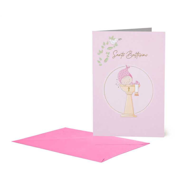 Biglietto Auguri Battesimo 17x12 Cm Con Scritte In Oro - Con Busta E Portasoldi, Made In Italy - Foto 8