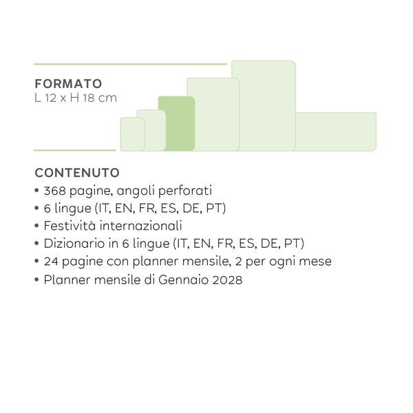 Agenda 12 Mesi Giornaliera Medium 2027 - Shades of Green