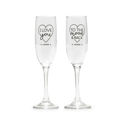 Set of 2 Champagne Flutes - Cheers to Love