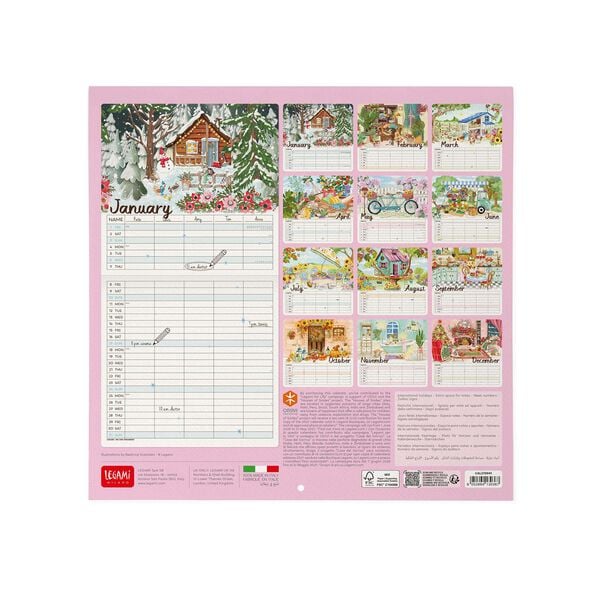 Calendario da Parete 2027 - 30 x 29 cm - Home Sweet Home