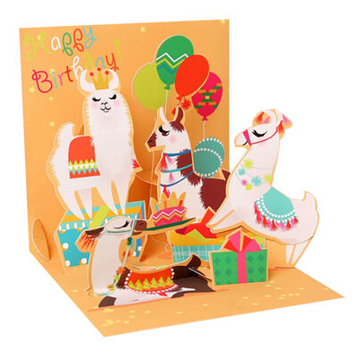 Large Pop Up Greeting Card - Llama Birthday
