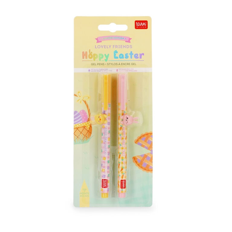 Set of 2 Gel Pens with Animal Decoration - Lovely Friends - Hoppy Easter