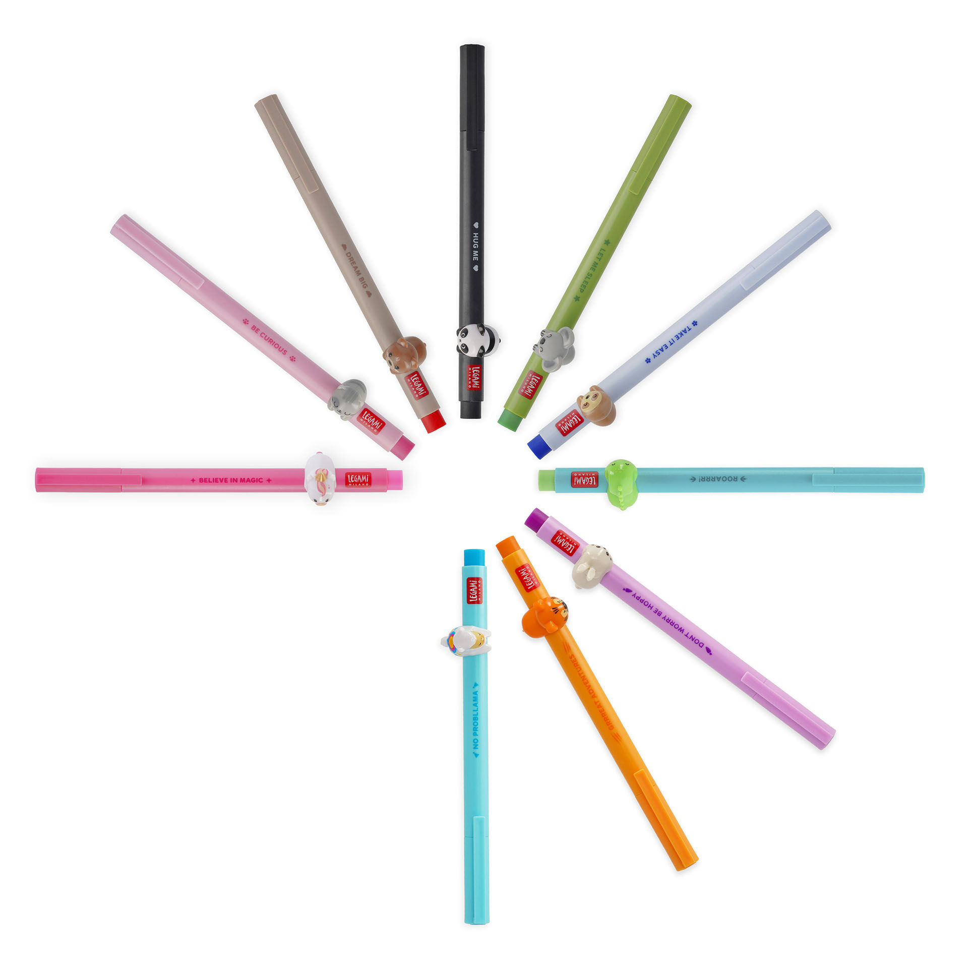 Lot De 5 Stylos Gel Effaçables LEGAMI - Pointe 0.7mm, Motifs Animaux, Encre Thermosensible - 11