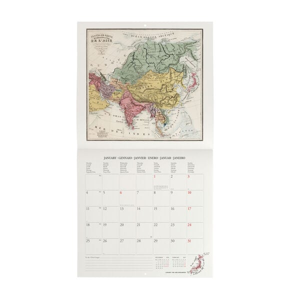 Calendario da Parete 2027 - 30 x 29 cm - Vintage Maps