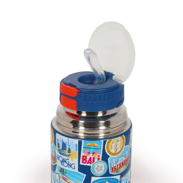 Vacuum Bottle with Cup - Hot & Cold - Travel Stickers Vacuum Bottle with Cup - Hot & Cold - Travel Stickers