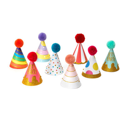 The Party is On - Set of 8 Party Hats