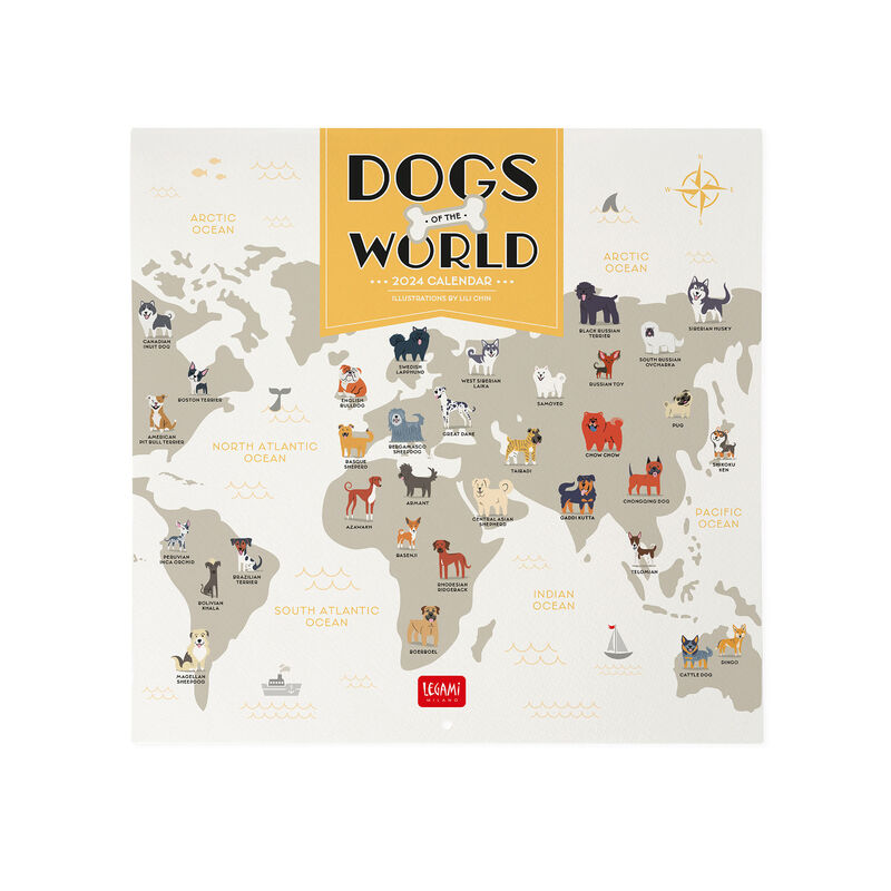 Wall Calendar 2024 - 30 x 29 Cm DOGS OF THE WORLD 