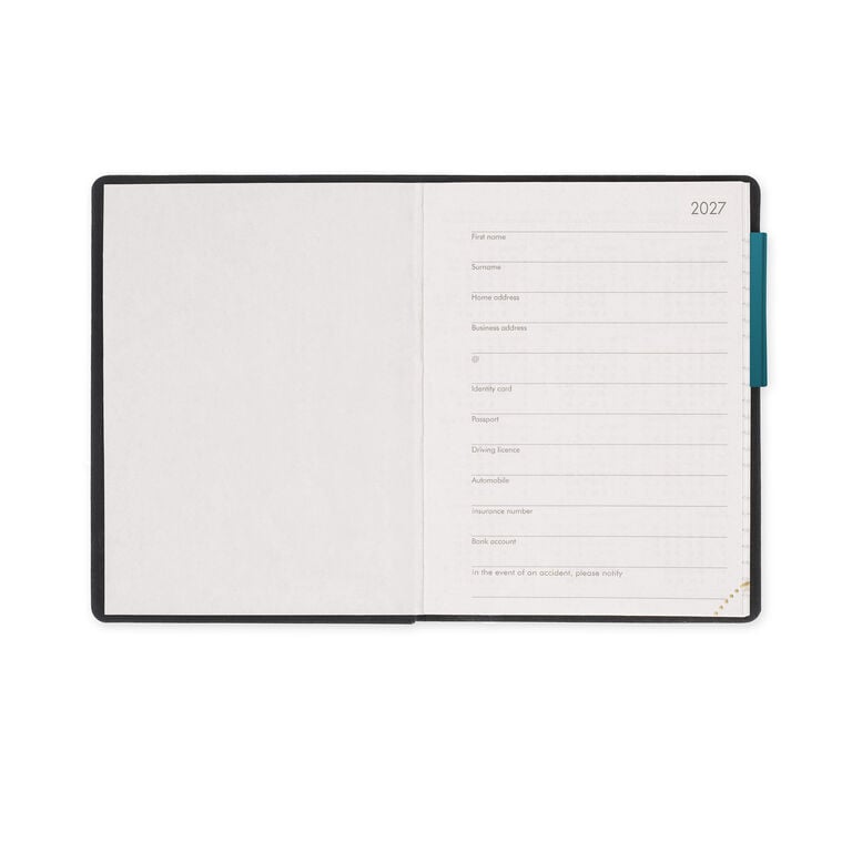 12-Month Mini Weekly Diary 2027 - Deep Teal
