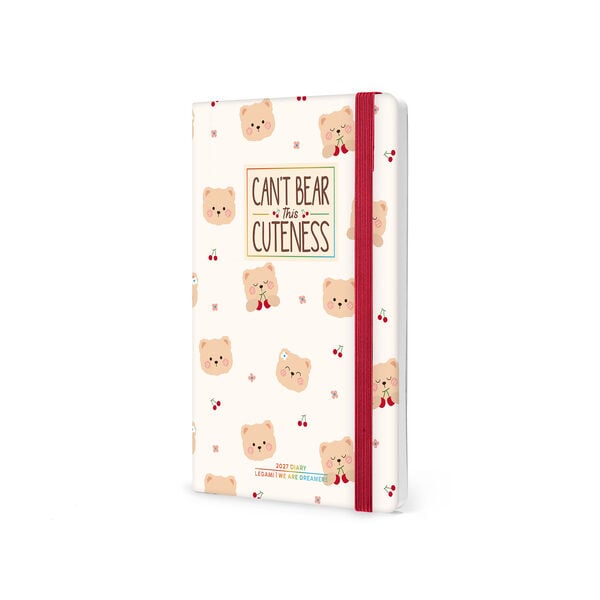 Agenda 12 Mesi Settimanale Fotografica Medium 2027 - Teddy Bear White